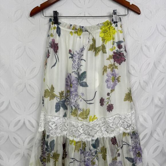 SEE BY CHLOÉ Lace Trimmed Flora Voile Midi Skirt Size 2 NWT $405 - Picture 14 of 16